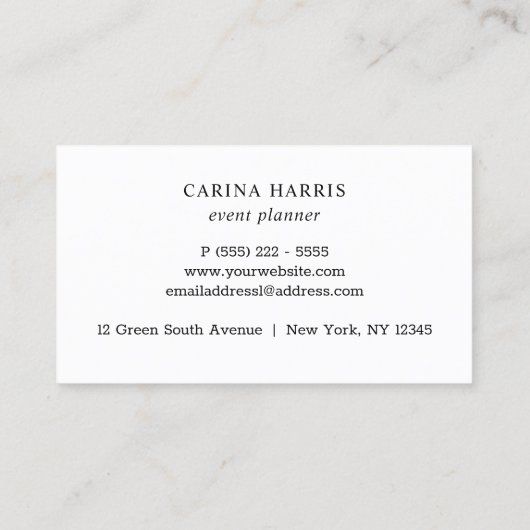 Eenvoudige Elegant Roos Gold Foil Event Planner Visitekaartje (Achterkant)