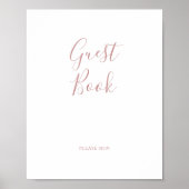Eenvoudige Elegant Roos Gold Guest Book Sign Poster (Voorkant)