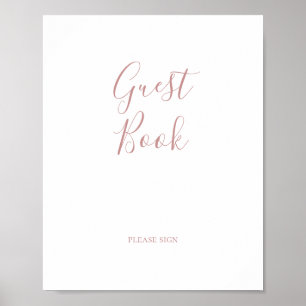 Eenvoudige Elegant Roos Gold Guest Book Sign Poster