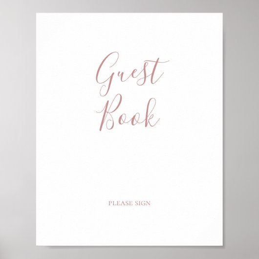 Eenvoudige Elegant Roos Gold Guest Book Sign Poster (Voorkant)