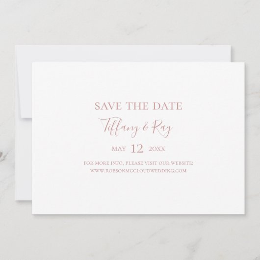 Eenvoudige Elegant Roos Gold Horizontal Save the D Save The Date (Voorkant)