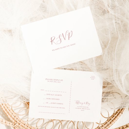 Eenvoudige Elegant Roos Gold Song Request RSVP Briefkaart