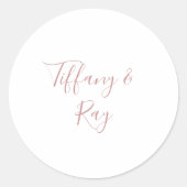 Eenvoudige Elegant Roos Gold Wedding Envelope-zege Ronde Sticker (Voorkant)