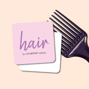 Eenvoudige Elegant Roos Paarse Hair Stylist Vierkante Visitekaartje