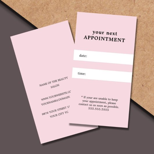 Eenvoudige Elegant Roos White Beauty Appointing Afsprakenkaartje