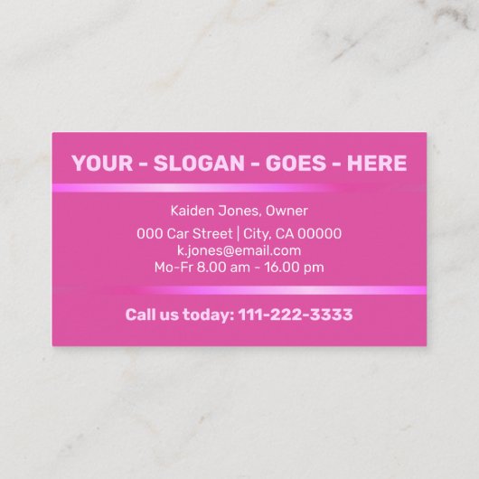 Eenvoudige Elegant Roze Auto Service Auto Detailin Visitekaartje (Achterkant)