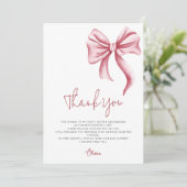 Eenvoudige Elegant Roze Bow Sweet Sixteen Bedankkaart (Staand voorkant)