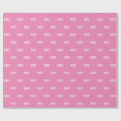 Eenvoudige Elegant roze witte monogram Cadeaupapier (Vlak)