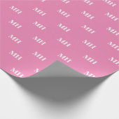 Eenvoudige Elegant roze witte monogram Cadeaupapier (Hoek)