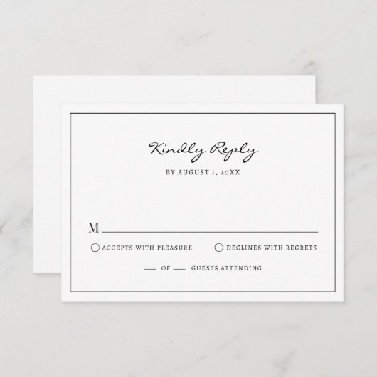 Eenvoudige Elegant RSVP-kaarten RSVP Kaartje (Voorkant / Achterkant)