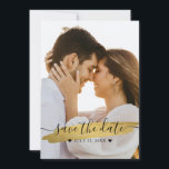 Eenvoudige Elegant Rustic Gold Save the Date Photo<br><div class="desc">Eenvoudig Elegant Rustic Gold bewaart de datum waarop de uitnodiging tot het zenden van een foto-huwelijk is ontvangen</div>