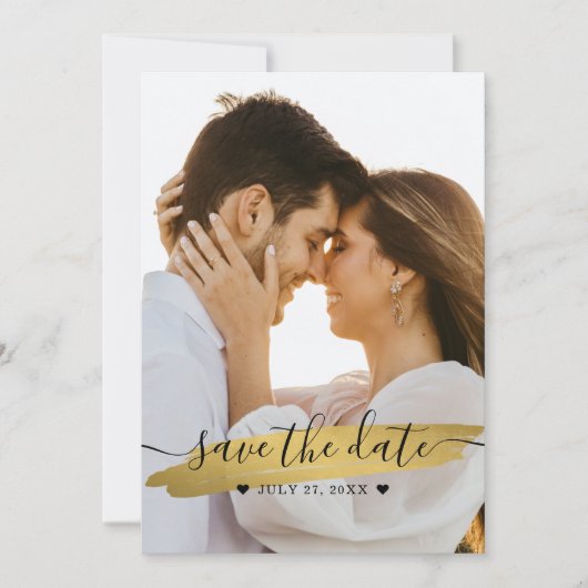 Eenvoudige Elegant Rustic Gold Save the Date Photo (Voorkant)