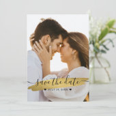 Eenvoudige Elegant Rustic Gold Save the Date Photo (Staand voorkant)