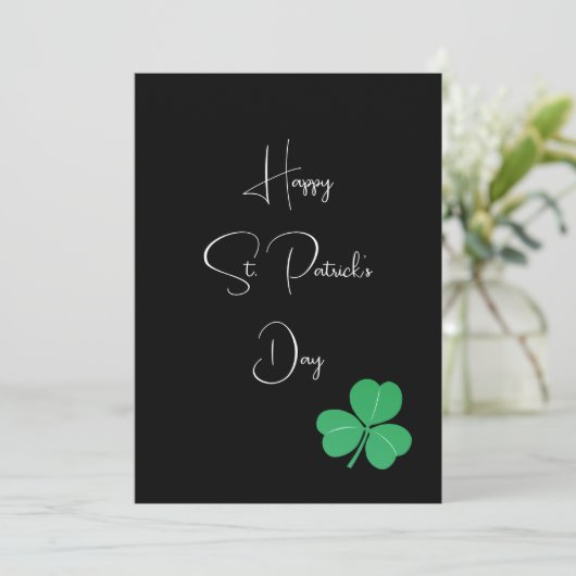 Eenvoudige Elegant Saint Patricks Day Shamrock Bedankkaart (Staand voorkant)