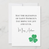 Eenvoudige Elegant Saint Patricks Day Shamrock Bedankkaart (Achterkant)