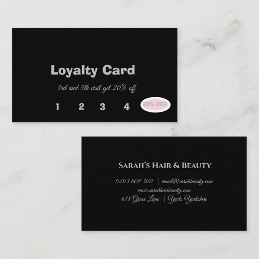 Eenvoudige elegant salon Beauty Customer Loyalty-k Klantenkaartje (Voorkant / Achterkant)