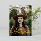 Eenvoudige Elegant Script Afstuderen Foto Folie Folie Uitnodiging (Staand Voorkant)