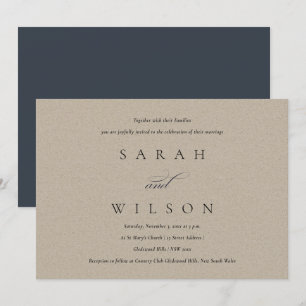 Eenvoudige Elegant Script Black Kraft Wedding Invi Bedankkaart