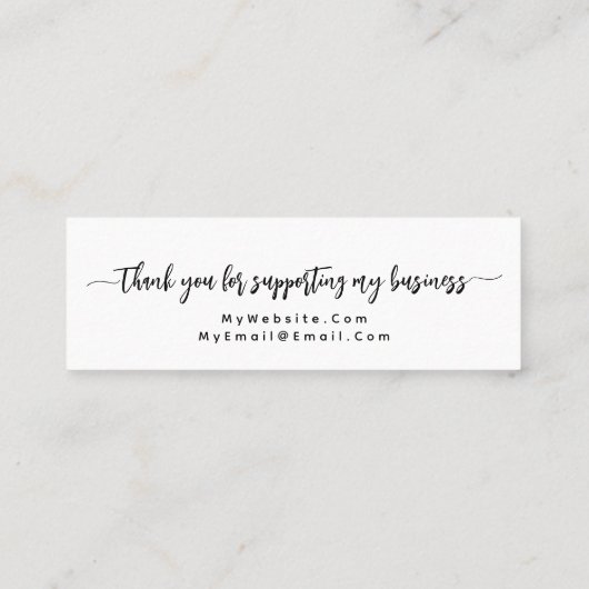 Eenvoudige Elegant Script Calligraphy Mini Mini Visitekaartje (Achterkant)