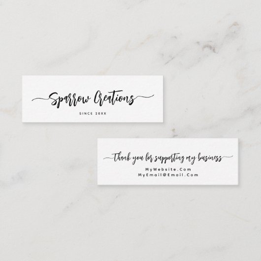 Eenvoudige Elegant Script Calligraphy Mini Visitekaartje (Voorkant / Achterkant)