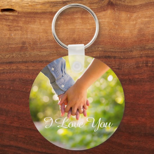 Eenvoudige Elegant Script Couple-foto Sleutelhanger (Voorkant)