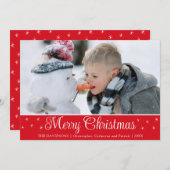 Eenvoudige Elegant Script-foto Red Custom Greep Feestdagenkaart (Voorkant / Achterkant)