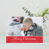 Eenvoudige Elegant Script-foto Red Custom Greep Feestdagenkaart (Staand voorkant)