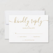Eenvoudige Elegant Script Gold RSVP-kaart RSVP Kaartje (Voorkant)