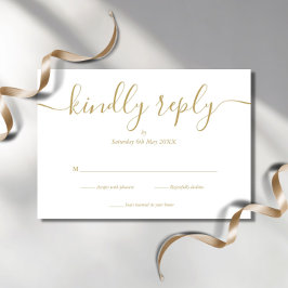 Eenvoudige Elegant Script Gold RSVP-kaart RSVP Kaartje