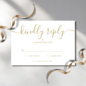 Eenvoudige Elegant Script Gold RSVP-kaart RSVP Kaartje