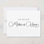 Eenvoudige Elegant Script Matron of Honor Voorstel Notitiekaartje (Voorkant)