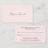 Eenvoudige Elegant Script Minimalist Moderne Blush Aanbevelingskaartje (Voorkant / Achterkant)