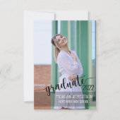 Eenvoudige Elegant Script Photo Afstuderen Invitat RSVP Kaartje (Voorkant)