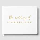 Eenvoudige Elegant Script Sage White Gold Wedding Gastenboek (Voorkant)