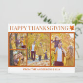 Eenvoudige Elegant Script Thanksgiving familie 4 f Feestdagenkaart (Staand voorkant)