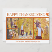 Eenvoudige Elegant Script Thanksgiving familie 4 f Feestdagenkaart (Voorkant)