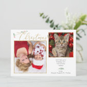 Eenvoudige Elegant Script Typografie 2-foto Feestdagenkaart (Staand voorkant)