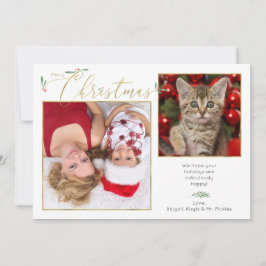 Eenvoudige Elegant Script Typografie 2-foto Feestdagenkaart