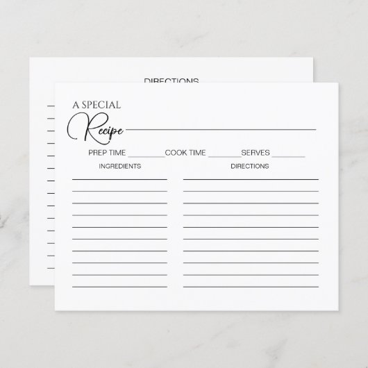 Eenvoudige Elegant Script Vrijgezellenfeest Recipe (Voorkant / Achterkant)