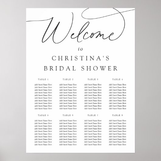 Eenvoudige Elegant Script Welcome & Seating Chart Poster (Voorkant)