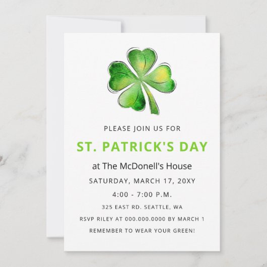 Eenvoudige Elegant Shamrock St Patricks Day Kaart (Voorkant)