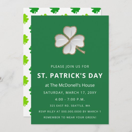 Eenvoudige Elegant Shamrock St Patricks Day Kaart (Voorkant / Achterkant)