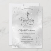 Eenvoudige Elegant Silver Cross Confetti Kaart (Voorkant)