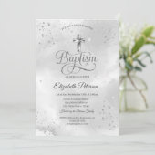 Eenvoudige Elegant Silver Cross Confetti Kaart (Staand voorkant)