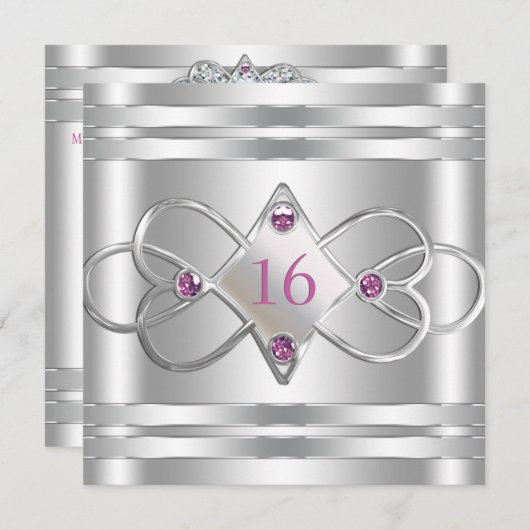 Eenvoudige Elegant Silver Invite Kaart (Voorkant / Achterkant)