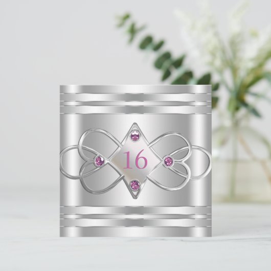 Eenvoudige Elegant Silver Invite Kaart (Staand voorkant)