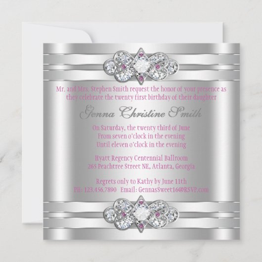 Eenvoudige Elegant Silver Invite Kaart (Achterkant)