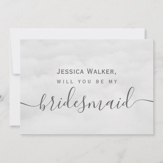 Eenvoudige Elegant Soft Cloud mijn bruidsmeisje Kaart (Voorkant)
