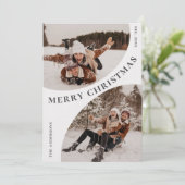 Eenvoudige Elegant Stijlvolle 3 FOTO Kerst QR code Feestdagenkaart (Staand voorkant)