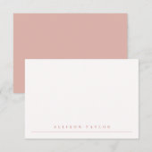 Eenvoudige Elegant Stusty Roze Aangepaste Naam Notitiekaartje (Voorkant / Achterkant)